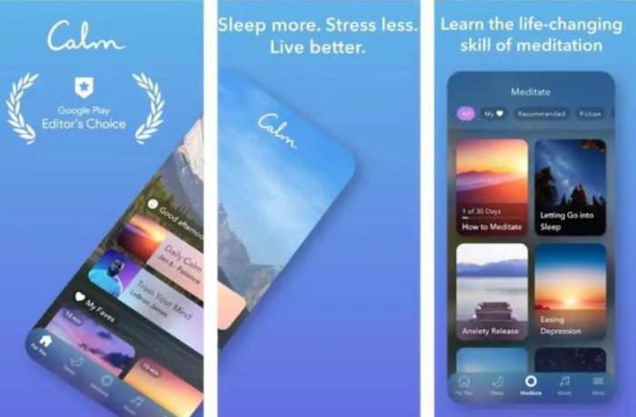 Calm app interface